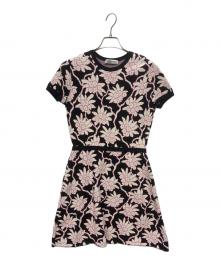 VALENTINO（ヴァレンティノ）の古着「半袖ジャカードニットドレス」｜ブラック×ピンク