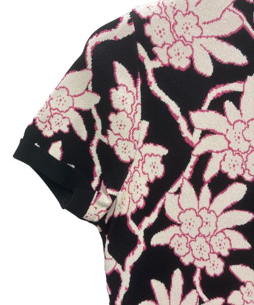 VALENTINO（ヴァレンティノ）VALENTINO (ヴァレンティノ) 半袖ジャカードニットドレス ブラック×ピンク サイズ:Mの古着・服飾アイテム