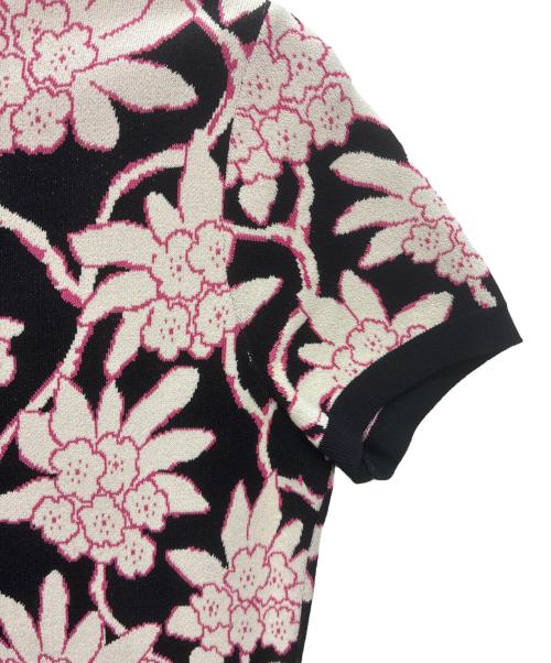 VALENTINO（ヴァレンティノ）VALENTINO (ヴァレンティノ) 半袖ジャカードニットドレス ブラック×ピンク サイズ:Mの古着・服飾アイテム