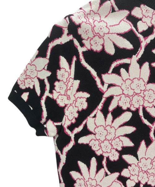 VALENTINO（ヴァレンティノ）VALENTINO (ヴァレンティノ) 半袖ジャカードニットドレス ブラック×ピンク サイズ:Mの古着・服飾アイテム