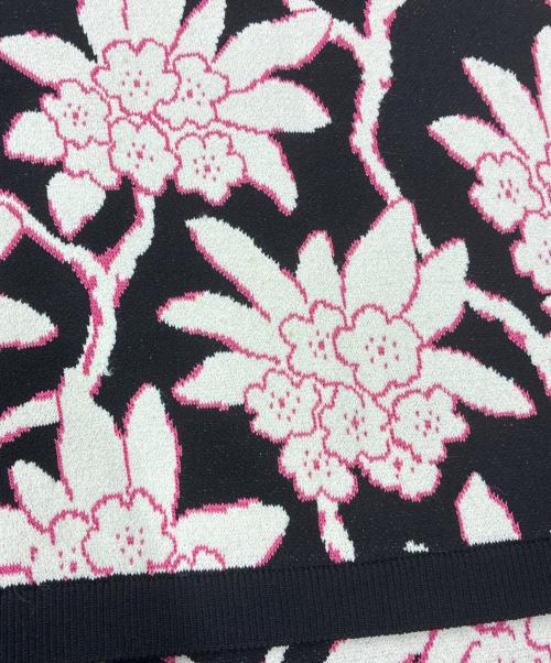 VALENTINO（ヴァレンティノ）VALENTINO (ヴァレンティノ) 半袖ジャカードニットドレス ブラック×ピンク サイズ:Mの古着・服飾アイテム