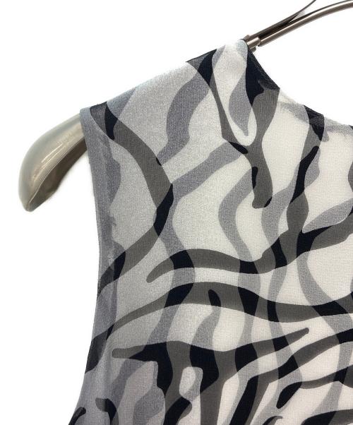 THOMASWYLDE（トーマスワイルド）THOMASWYLDE (トーマスワイルド) シルク ノースリーブワンピース ホワイト×ブラック サイズ:XSの古着・服飾アイテム