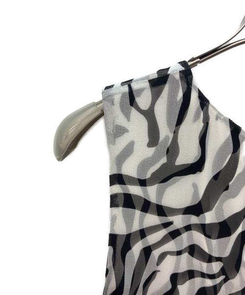 THOMASWYLDE（トーマスワイルド）THOMASWYLDE (トーマスワイルド) シルク ノースリーブワンピース ホワイト×ブラック サイズ:XSの古着・服飾アイテム