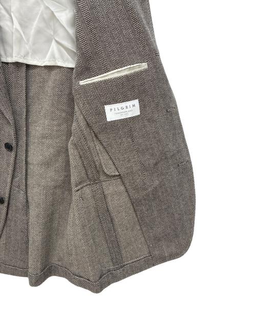 TOMORROWLAND PILGRIM（トゥモローランド ピルグリム）TOMORROWLAND PILGRIM (トゥモローランド ピルグリム) コットンポリエステルリネン シューティングジャケット ブラック×ベージュ サイズ:46の古着・服飾アイテム