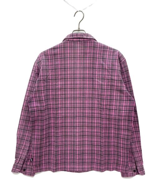 stussy（ステューシー）stussy (ステューシー) 00s オープンカラー 長袖シャツ ピンク×グレー サイズ:XLの古着・服飾アイテム