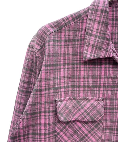 stussy（ステューシー）stussy (ステューシー) 00s オープンカラー 長袖シャツ ピンク×グレー サイズ:XLの古着・服飾アイテム