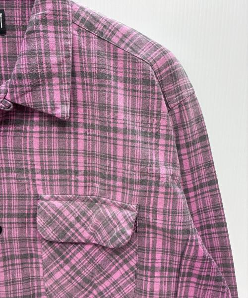 stussy（ステューシー）stussy (ステューシー) 00s オープンカラー 長袖シャツ ピンク×グレー サイズ:XLの古着・服飾アイテム