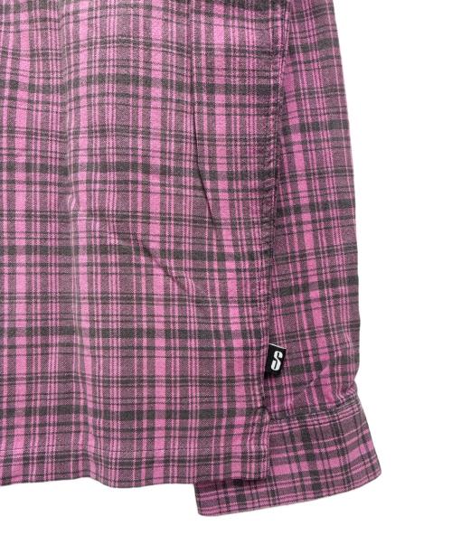 stussy（ステューシー）stussy (ステューシー) 00s オープンカラー 長袖シャツ ピンク×グレー サイズ:XLの古着・服飾アイテム