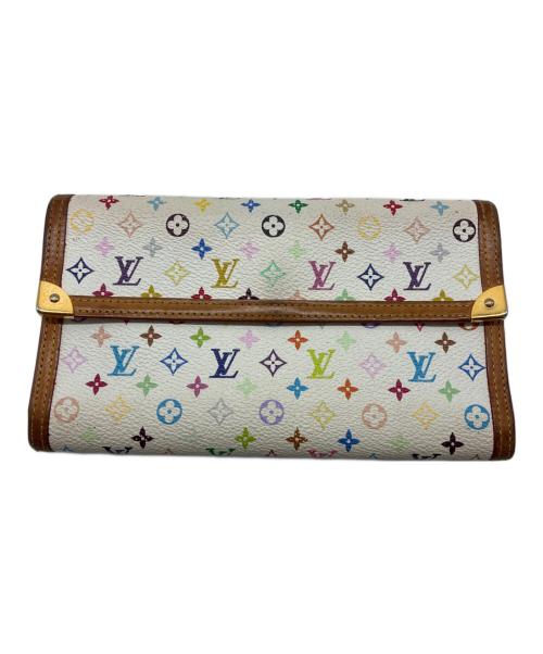 LOUIS VUITTON（ルイ ヴィトン）LOUIS VUITTON (ルイ ヴィトン) モノグラム・マルチカラー ポレトトレゾールインターナショナル 長財布 ホワイトの古着・服飾アイテム