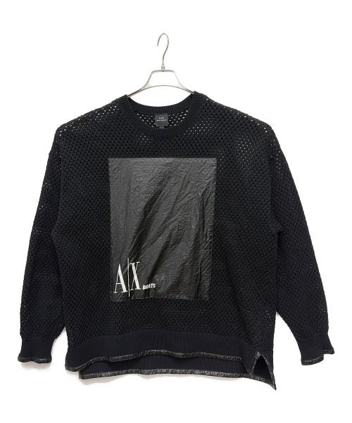ARMANI EXCHANGE（アルマーニ エクスチェンジ）ARMANI EXCHANGE (アルマーニ エクスチェンジ) メッシュカットソー ブラック サイズ:Mの古着・服飾アイテム