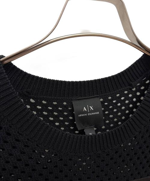 ARMANI EXCHANGE（アルマーニ エクスチェンジ）ARMANI EXCHANGE (アルマーニ エクスチェンジ) メッシュカットソー ブラック サイズ:Mの古着・服飾アイテム