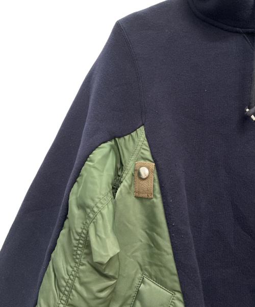 sacai（サカイ）sacai (サカイ) ハイブリットプルオーバーパーカー ネイビー×グリーン サイズ:SIZE 2の古着・服飾アイテム
