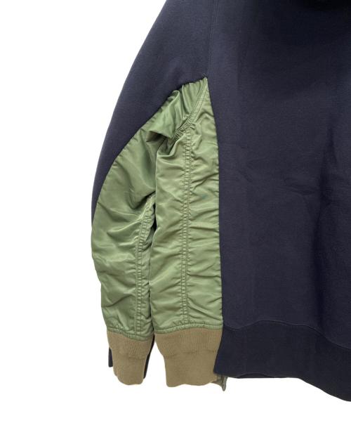 sacai（サカイ）sacai (サカイ) ハイブリットプルオーバーパーカー ネイビー×グリーン サイズ:SIZE 2の古着・服飾アイテム