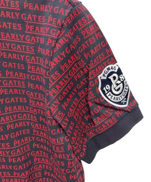 PEARLY GATES（パーリーゲイツ）PEARLY GATES (パーリーゲイツ) ゴルフウェア ポロシャツ ブラック×レッド サイズ:SIZE 5の古着・服飾アイテム
