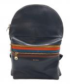 PAUL SMITHポールスミス）の古着「レザー マルチカラーリュック」｜ネイビー
