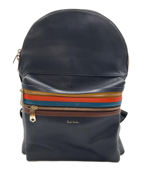 PAUL SMITH（ポールスミス）Paul Smith (ポールスミス) レザー マルチカラーリュック ネイビーの古着・服飾アイテム