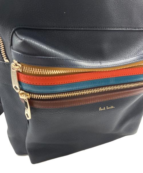 PAUL SMITH（ポールスミス）Paul Smith (ポールスミス) レザー マルチカラーリュック ネイビーの古着・服飾アイテム