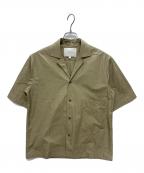 STUDIO NICHOLSONスタジオ ニコルソン）の古着「PAPER POPLIN SHIRTING-SHORT SLEEVE CAMP COLLAR SHIRT」｜カーキ
