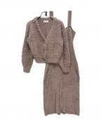 SNIDEL HOMEスナイデルホーム）の古着「シャギーカーディガン×ワンピースセット」｜ピンク