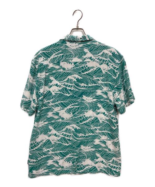 stussy（ステューシー）stussy (ステューシー) レーヨンアロハシャツ グリーン×ホワイト サイズ:XLの古着・服飾アイテム