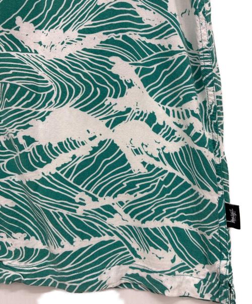 stussy（ステューシー）stussy (ステューシー) レーヨンアロハシャツ グリーン×ホワイト サイズ:XLの古着・服飾アイテム