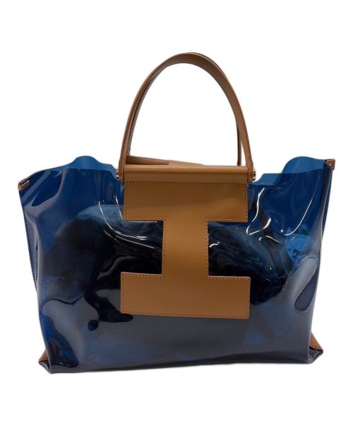 IACUCCI（イアクッチ）IACUCCI (イアクッチ) トートバッグ ブルー×ブラウンの古着・服飾アイテム