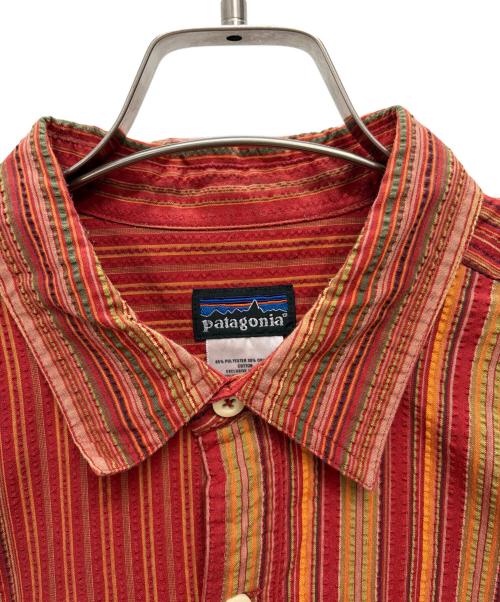 Patagonia（パタゴニア）Patagonia (パタゴニア) 2006年製 シアサッカー 半袖シャツ レッド×オレンジ サイズ:Mの古着・服飾アイテム