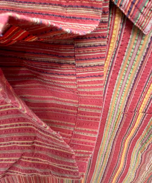 Patagonia（パタゴニア）Patagonia (パタゴニア) 2006年製 シアサッカー 半袖シャツ レッド×オレンジ サイズ:Mの古着・服飾アイテム