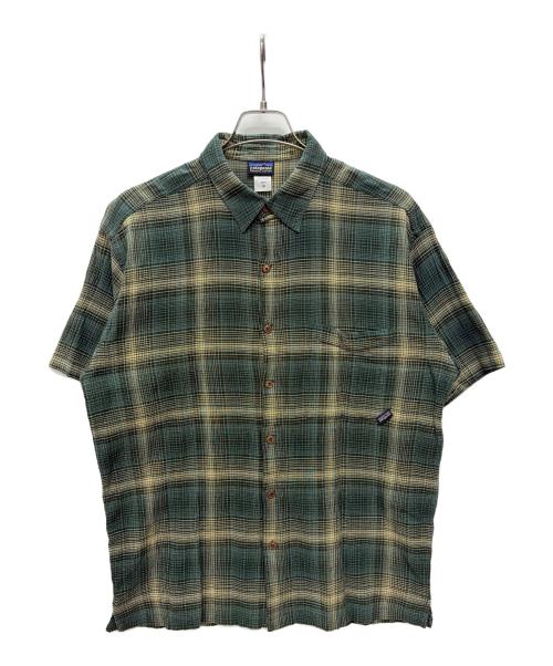 Patagonia（パタゴニア）Patagonia (パタゴニア) 2005年製 オーガニックコットン 半袖シャツ グリーン×ベージュ サイズ:Mの古着・服飾アイテム