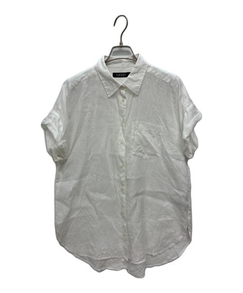 LAUREN RALPH LAUREN（ローレンラルフローレン）LAUREN RALPH LAUREN (ローレンラルフローレン) リネン半袖シャツ ホワイト サイズ:Mの古着・服飾アイテム