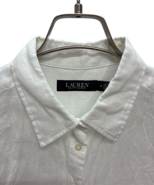 LAUREN RALPH LAUREN（ローレンラルフローレン）LAUREN RALPH LAUREN (ローレンラルフローレン) リネン半袖シャツ ホワイト サイズ:Mの古着・服飾アイテム