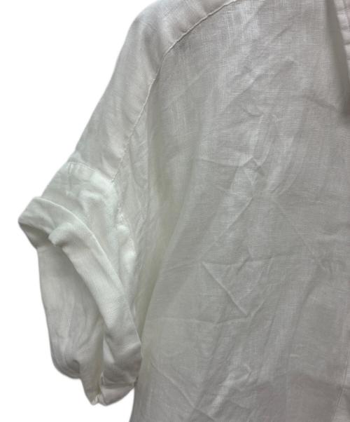 LAUREN RALPH LAUREN（ローレンラルフローレン）LAUREN RALPH LAUREN (ローレンラルフローレン) リネン半袖シャツ ホワイト サイズ:Mの古着・服飾アイテム