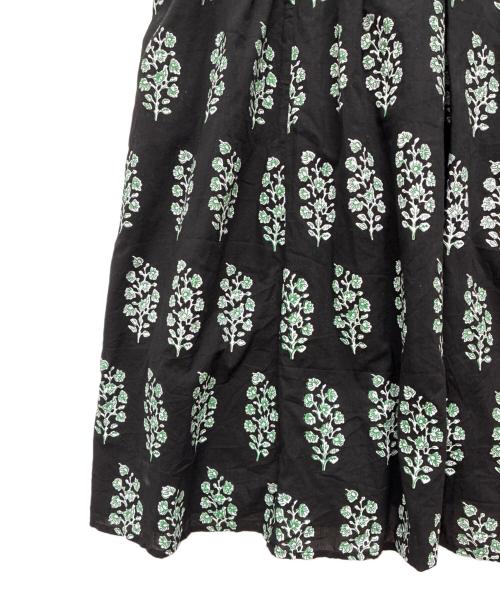 ne quittez pas（ヌキテパ）ne quittez pas (ヌキテパ) Cotton Voile Ethnic Combination Print Gather Dress ブラック×グリーン サイズ:Sの古着・服飾アイテム