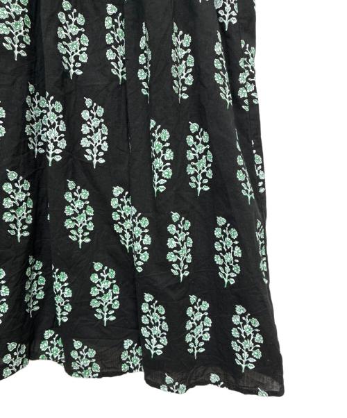 ne quittez pas（ヌキテパ）ne quittez pas (ヌキテパ) Cotton Voile Ethnic Combination Print Gather Dress ブラック×グリーン サイズ:Sの古着・服飾アイテム