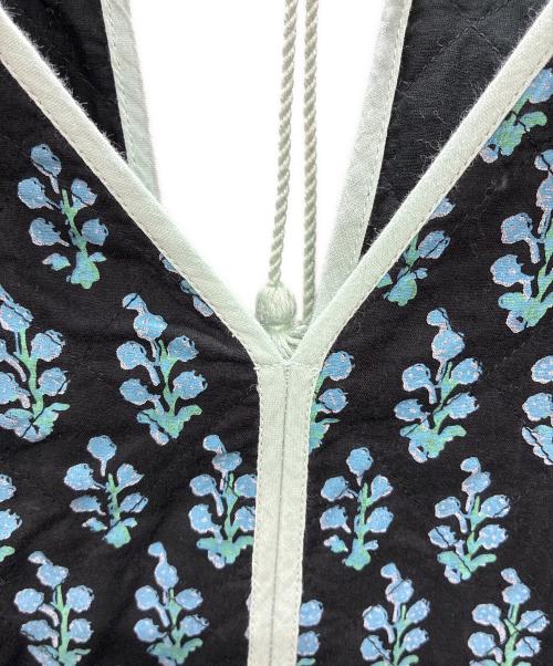 ne quittez pas（ヌキテパ）ne quittez pas (ヌキテパ) Cotton Voile Ethnic Combination Print Gather Dress ブラック×グリーン サイズ:Sの古着・服飾アイテム