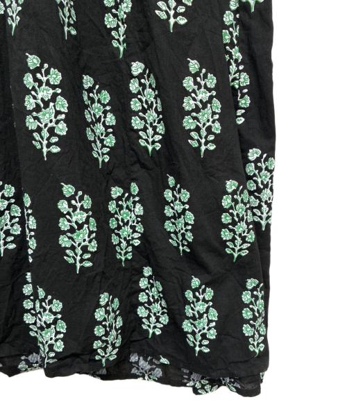ne quittez pas（ヌキテパ）ne quittez pas (ヌキテパ) Cotton Voile Ethnic Combination Print Gather Dress ブラック×グリーン サイズ:Sの古着・服飾アイテム