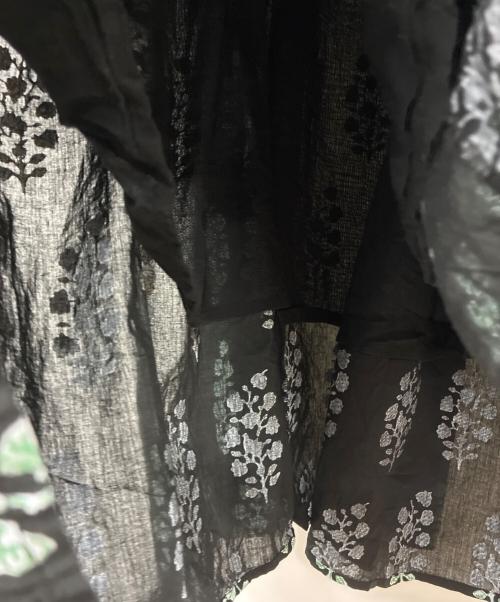 ne quittez pas（ヌキテパ）ne quittez pas (ヌキテパ) Cotton Voile Ethnic Combination Print Gather Dress ブラック×グリーン サイズ:Sの古着・服飾アイテム
