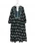 ne quittez pas（ヌキテパ）の古着「Cotton Voile Ethnic Combination Print Gather Dress」｜ブラック×グリーン