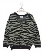 KEBOZケボズ）の古着「ZEBRA KNIT CARDIGAN」｜ブラック×グリーン