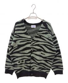 KEBOZ（ケボズ）の古着「ZEBRA KNIT CARDIGAN」｜ブラック×グリーン
