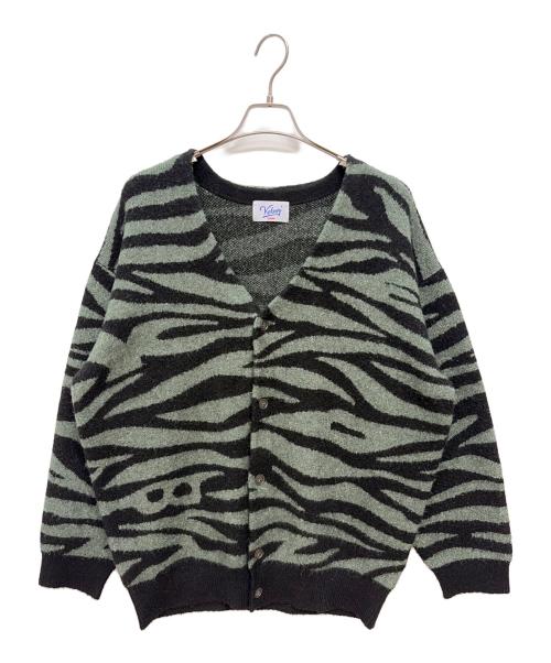 KEBOZ（ケボズ）KEBOZ (ケボズ) ZEBRA KNIT CARDIGAN ブラック×グリーン サイズ:XLの古着・服飾アイテム