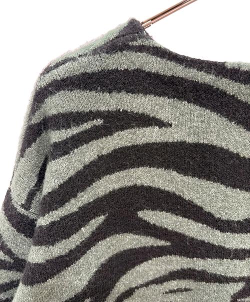 KEBOZ（ケボズ）KEBOZ (ケボズ) ZEBRA KNIT CARDIGAN ブラック×グリーン サイズ:XLの古着・服飾アイテム