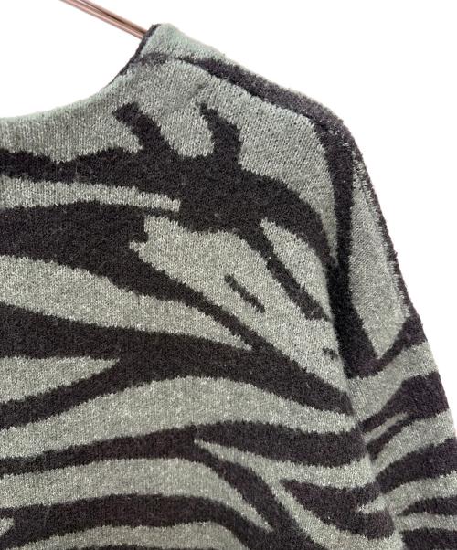 KEBOZ（ケボズ）KEBOZ (ケボズ) ZEBRA KNIT CARDIGAN ブラック×グリーン サイズ:XLの古着・服飾アイテム