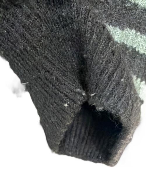 KEBOZ（ケボズ）KEBOZ (ケボズ) ZEBRA KNIT CARDIGAN ブラック×グリーン サイズ:XLの古着・服飾アイテム