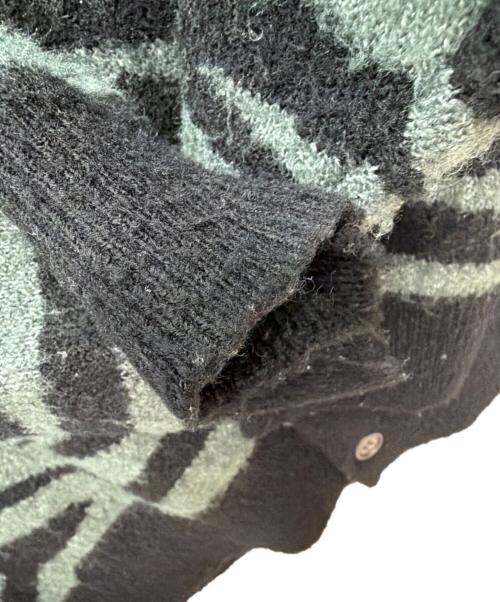 KEBOZ（ケボズ）KEBOZ (ケボズ) ZEBRA KNIT CARDIGAN ブラック×グリーン サイズ:XLの古着・服飾アイテム