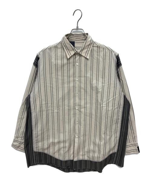 N.HOOLYWOOD（エヌ ハリウッド）N.HOOLYWOOD (エヌ ハリウッド) Compile Line SHIRT ベージュ×グレー サイズ:38の古着・服飾アイテム