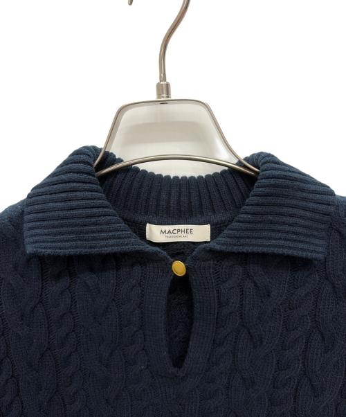 MACPHEE（マカフィー）MACPHEE (マカフィー) ハイブリットコットンケーブル ポロプルオーバー ネイビー サイズ:Sの古着・服飾アイテム