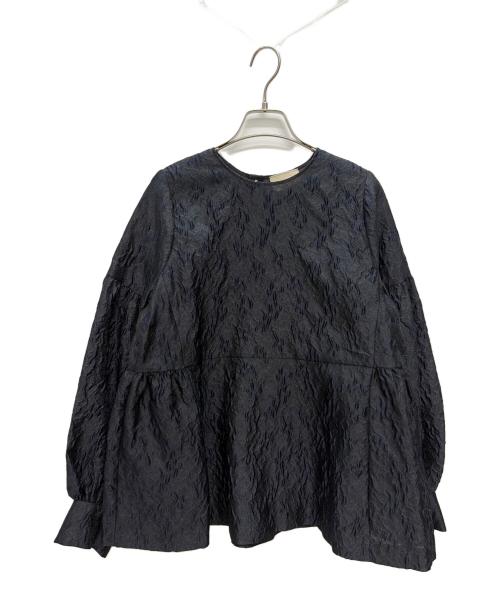 UNITED ARROWS（ユナイテッドアローズ）UNITED ARROWS (ユナイテッドアローズ) ツートーン ジャカード ブラウス ブラック×ネイビー サイズ:38の古着・服飾アイテム