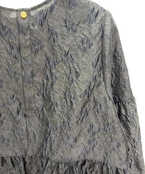 UNITED ARROWS（ユナイテッドアローズ）UNITED ARROWS (ユナイテッドアローズ) ツートーン ジャカード ブラウス ブラック×ネイビー サイズ:38の古着・服飾アイテム