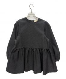 UNITED ARROWS（ユナイテッドアローズ）の古着「エアリージャカード ペプラム 9SL ブラウス」｜ブラック